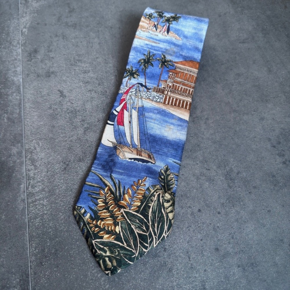 Tropics by Tango Mens Silk‎ Hawaiian Tropical Scene Necktie